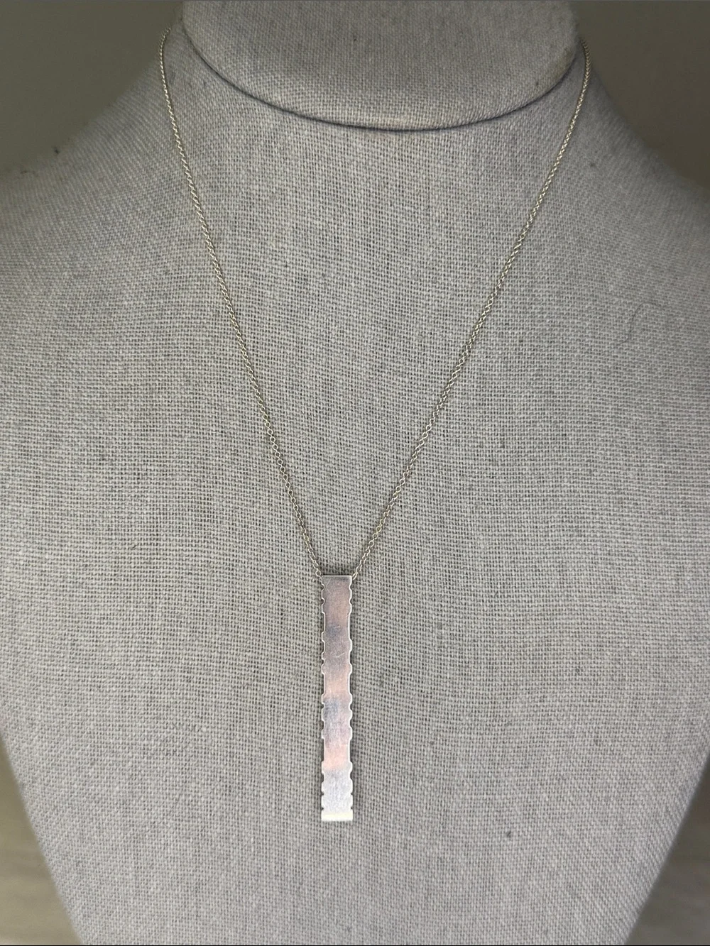 Tiffany & Co. Atlas Roman Numeral Bar Pendant Necklace Sterling Silver 925 16